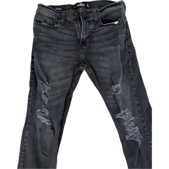 Hollister Slim Straight Epic Flex Distressed Ripped Black Wash Jeans 29/30 - Picture 4 of 10